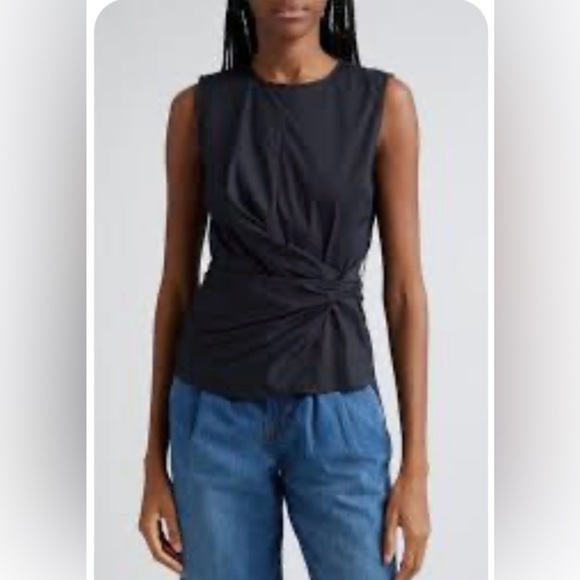 NORDSTROM RACK Black Asymmetrical twist front sleeveless Top size S - Picture 1 of 13